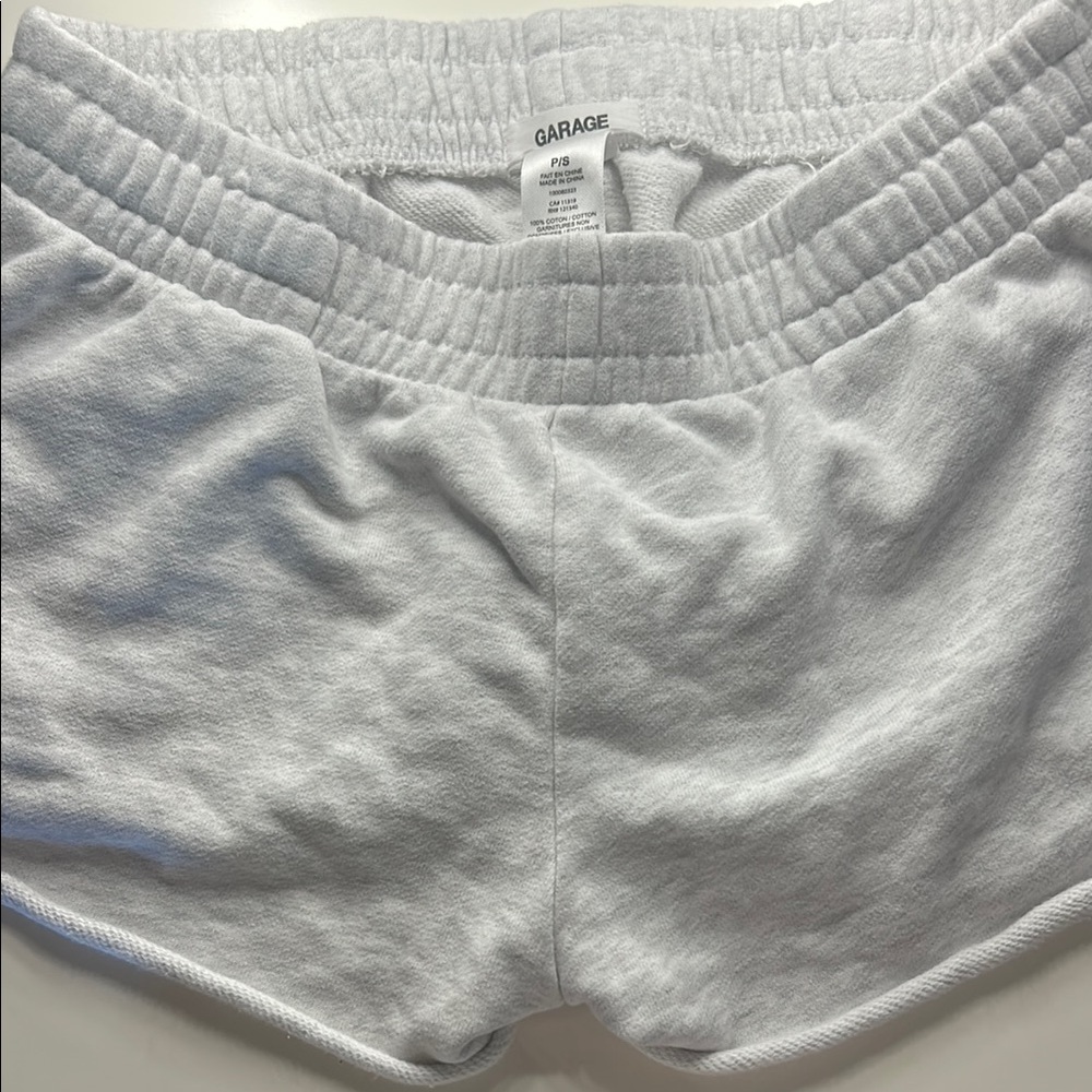 Garage White Athletic Shorts with Elastic Waistband